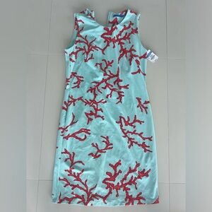 J. McLaughlin Turquoise Dress with Red Pattern